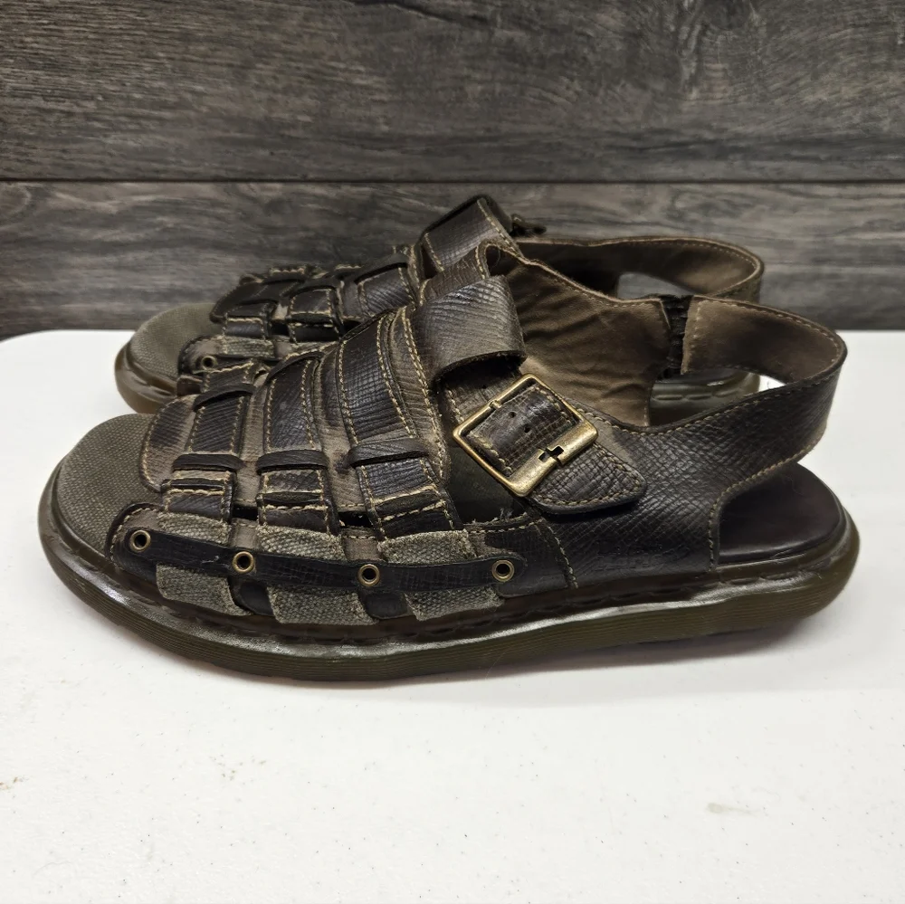 Vtg Y2K Dr Doc Martens Leather Fisherman Chunky Sandals Men's Size 11 Women's 12