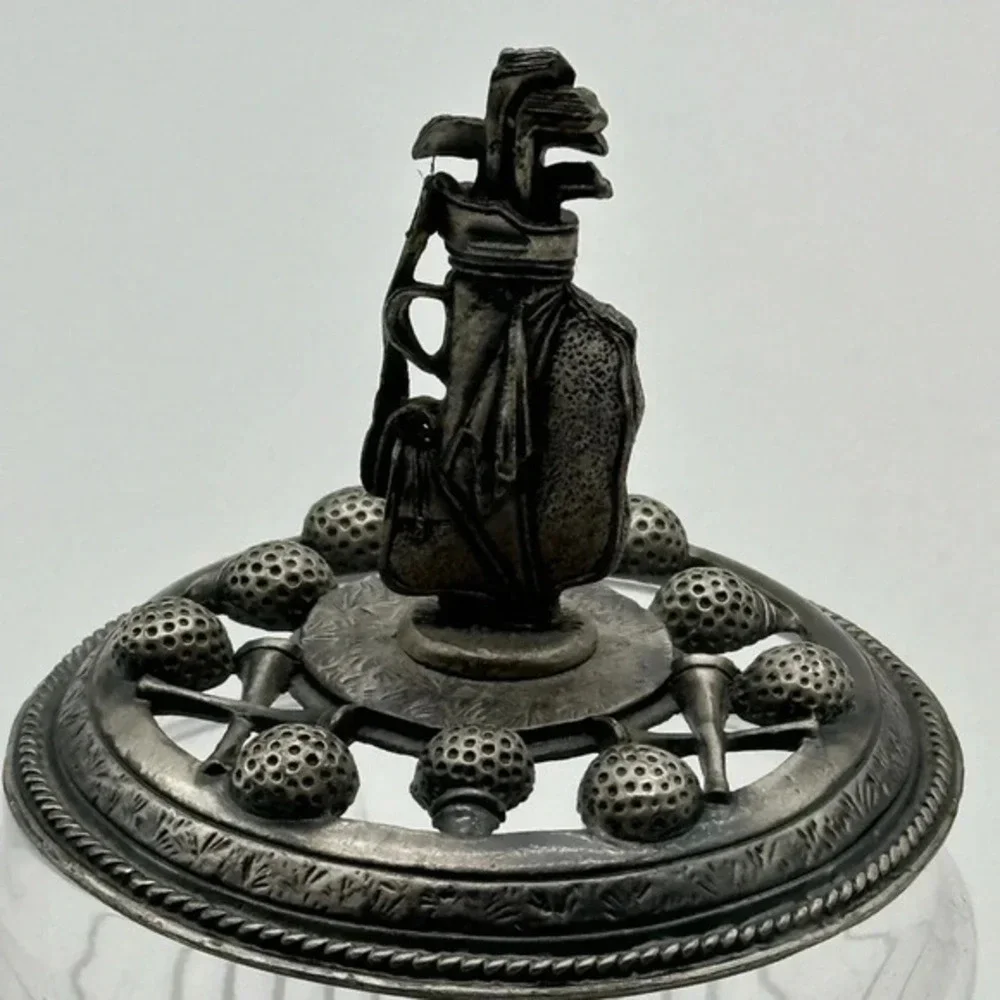 ATLANTIS Silver Mounted Lid Crystal Glass Candy Display‎ Vanity Trinket PORTUGAL