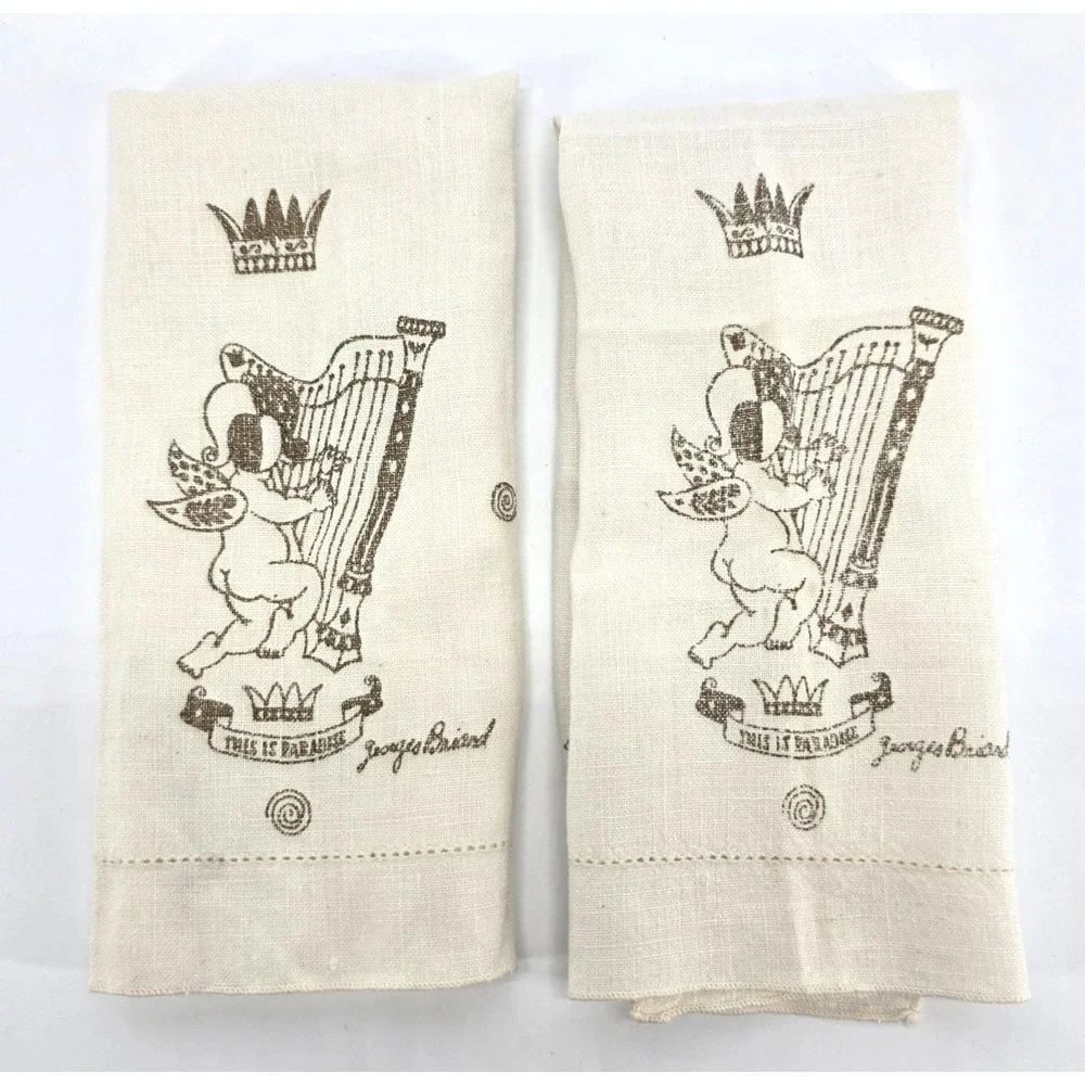 VTG Georges Briard‎ This is Paradise Placemats Guest Bar Towels Set of 2 MCM