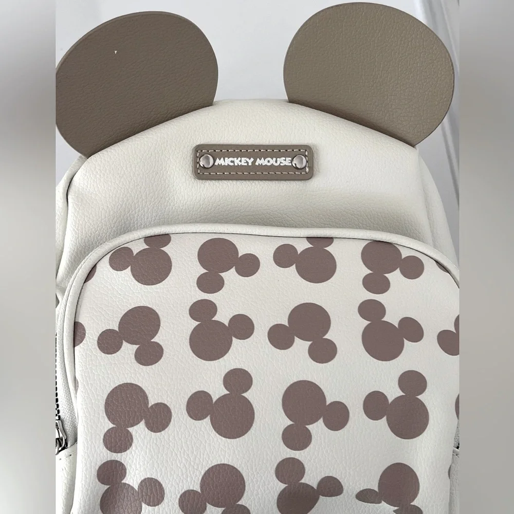 Adorable Khaki and Cream Mickey Mouse Backpack with Iconic Ears. New with Tags.