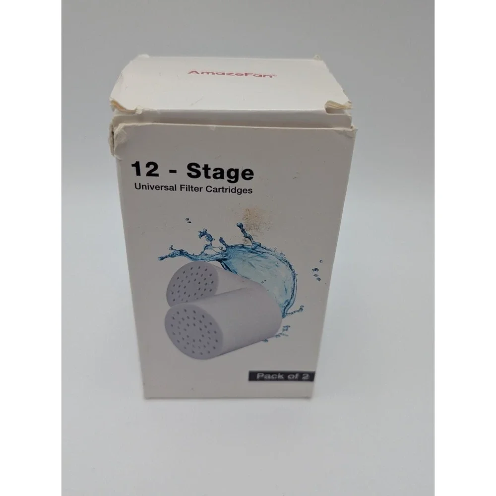 Shower Head 12-Stage Filter Cartridges (2) Hard Water Softener Purifier AmazeFan