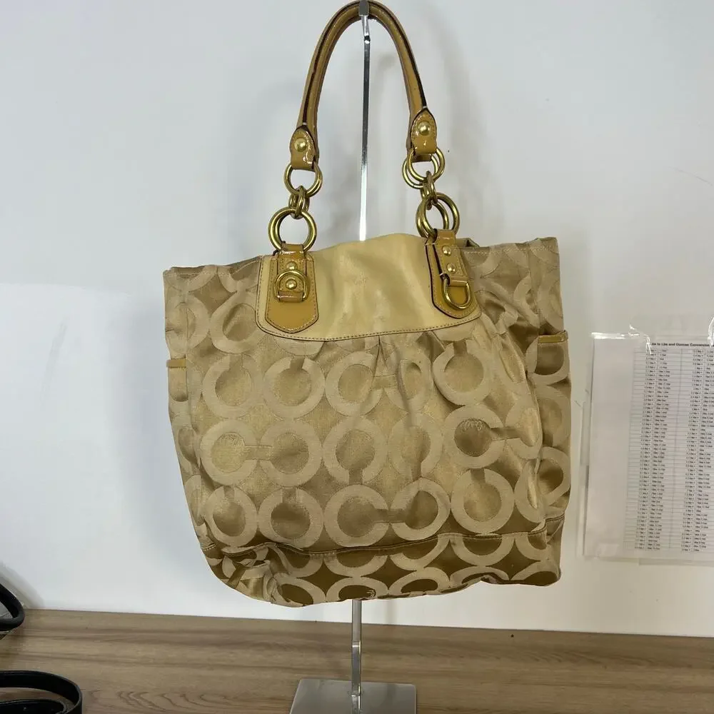Coach Gold Logo C Satchel Shoulder Bag Large