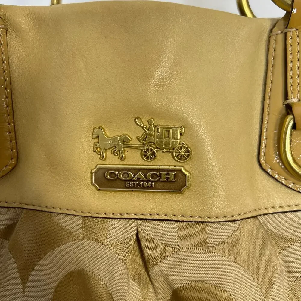 Coach Gold Logo C Satchel Shoulder Bag Large