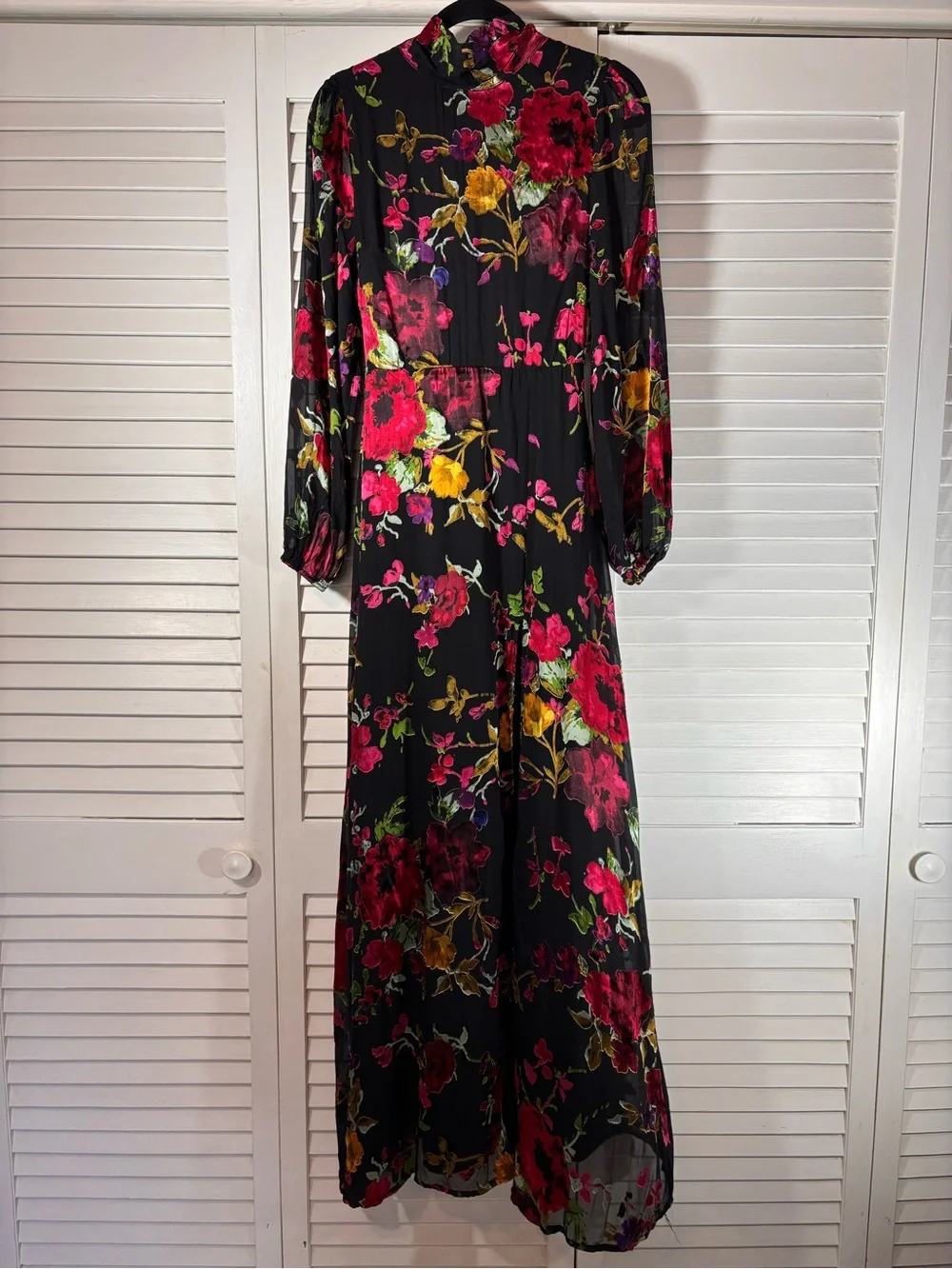 Lulus Graceful Arrival Black Floral Burnout Backless Maxi Dress Small