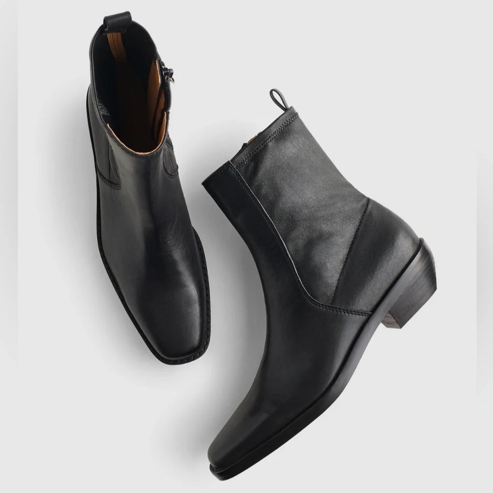 NIB!! MADEWELL Women’s The Idris Ankle Boot True Black Leather Size 9.5 with box
