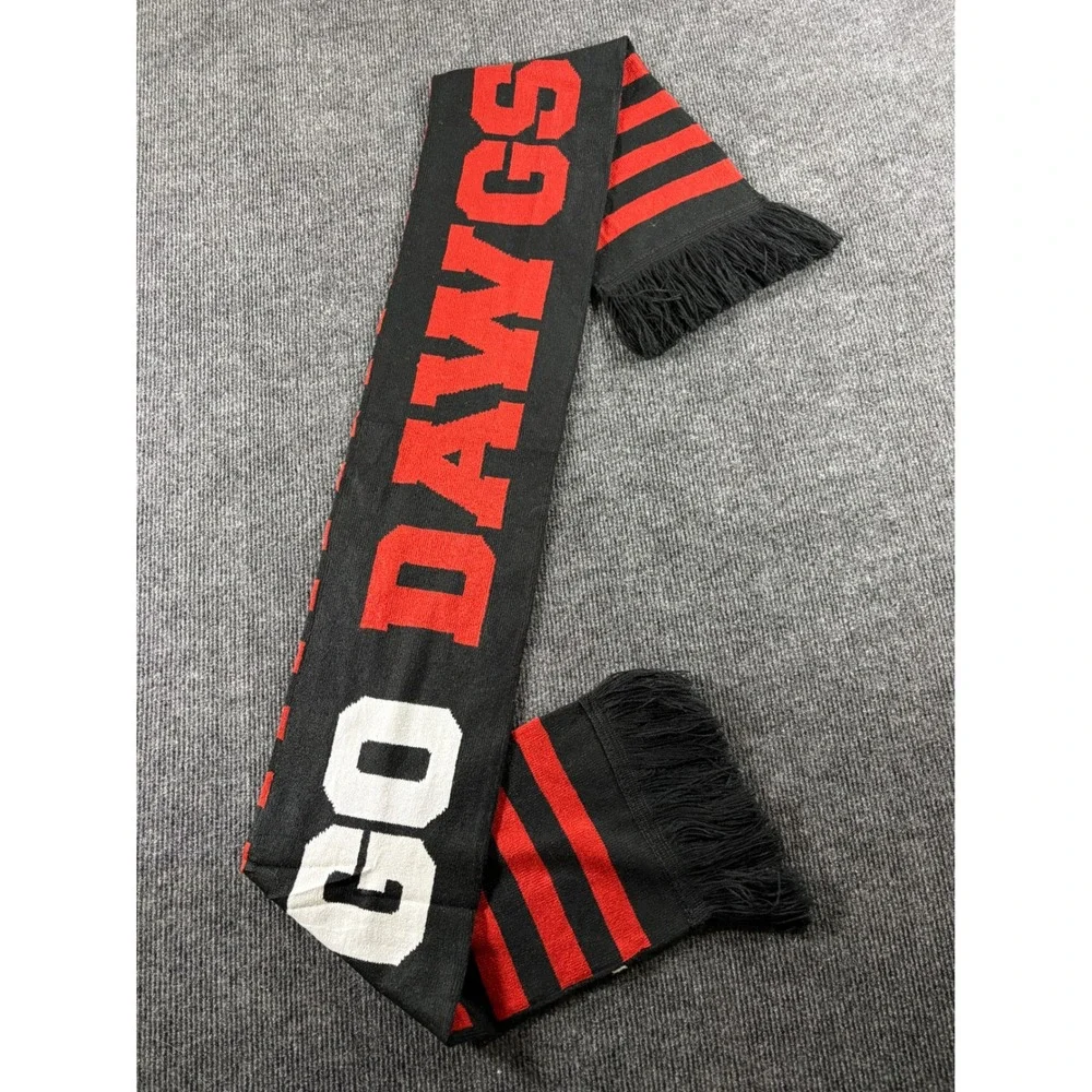 Georgia Bulldogs UGA Go Dawgs Modelo Knit Scarf Black Red Striped NCAA Football