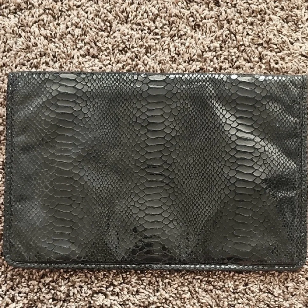 Michael Kors Black Snakeskin Clutch 13”x 9” Like New