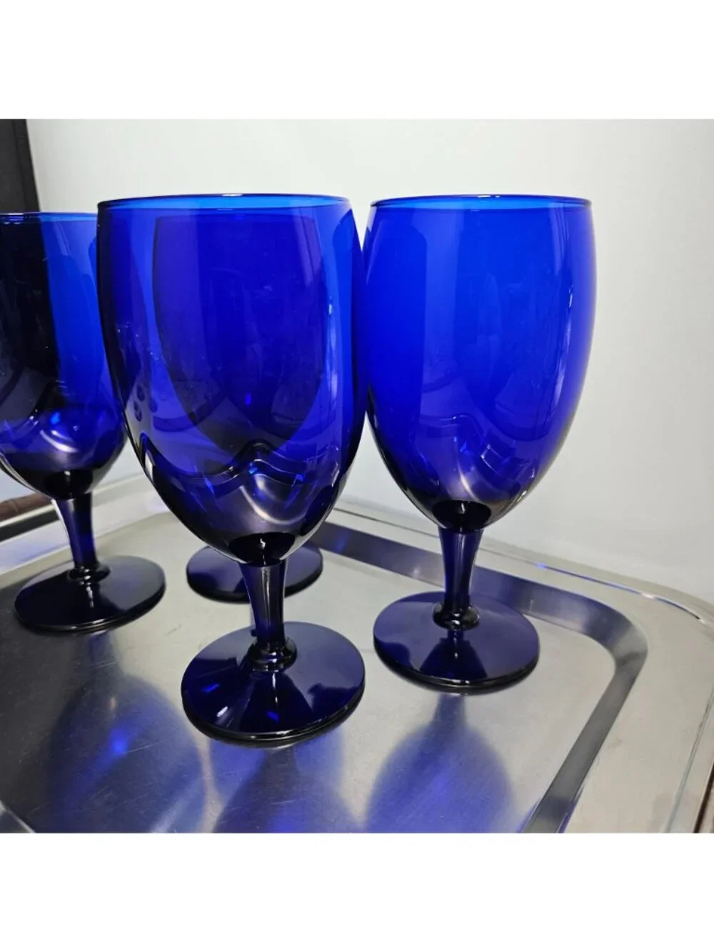 4 Pier 1 Cobalt Blue Ice Tea Glasses 7