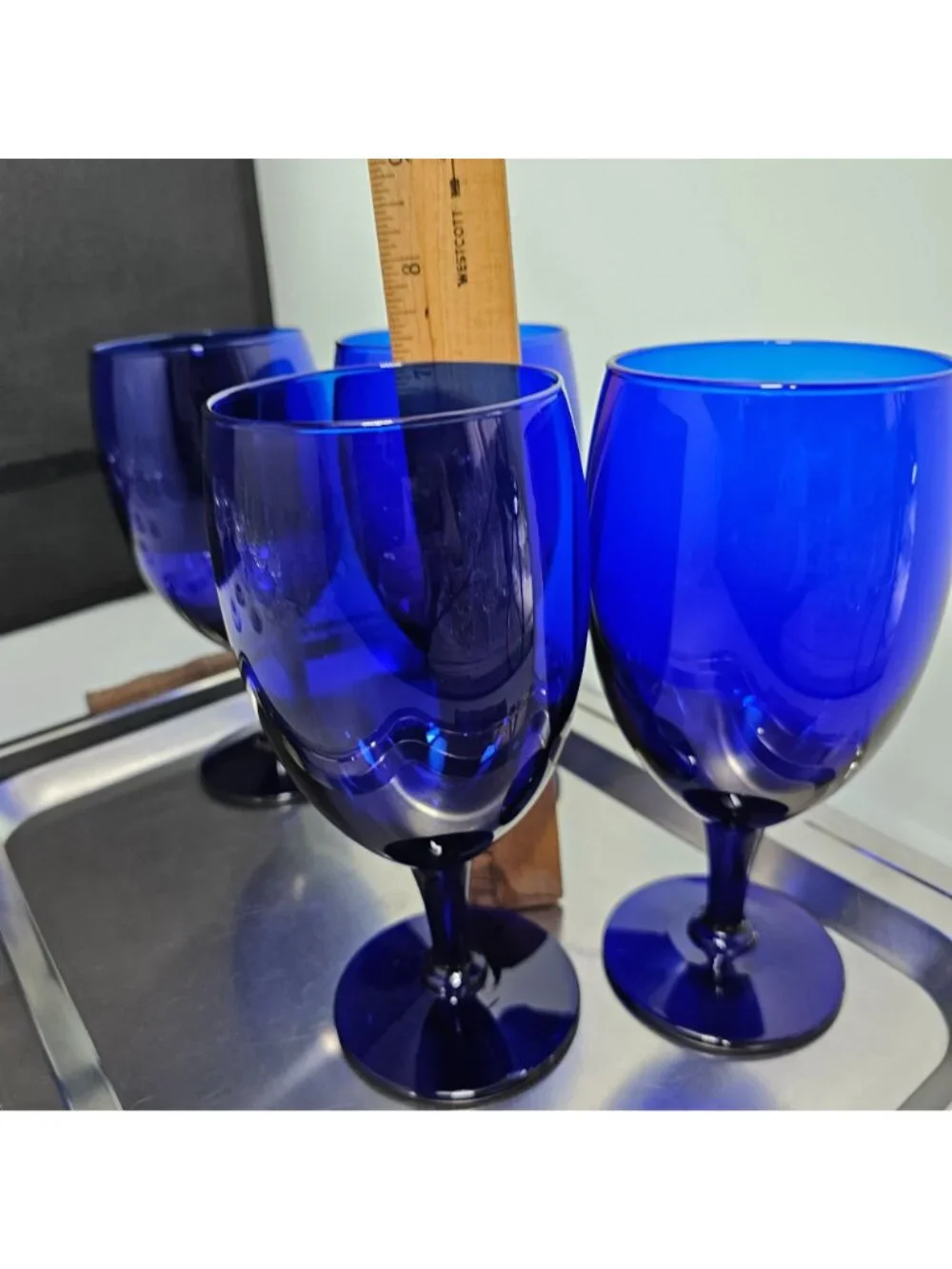 4 Pier 1 Cobalt Blue Ice Tea Glasses 7