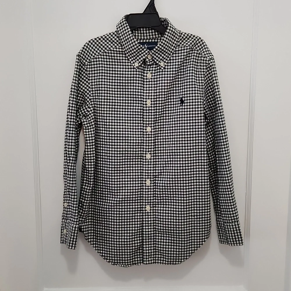 Ralph Lauren Kids Green Check Button Down Oxford Shirt Size Small (8)