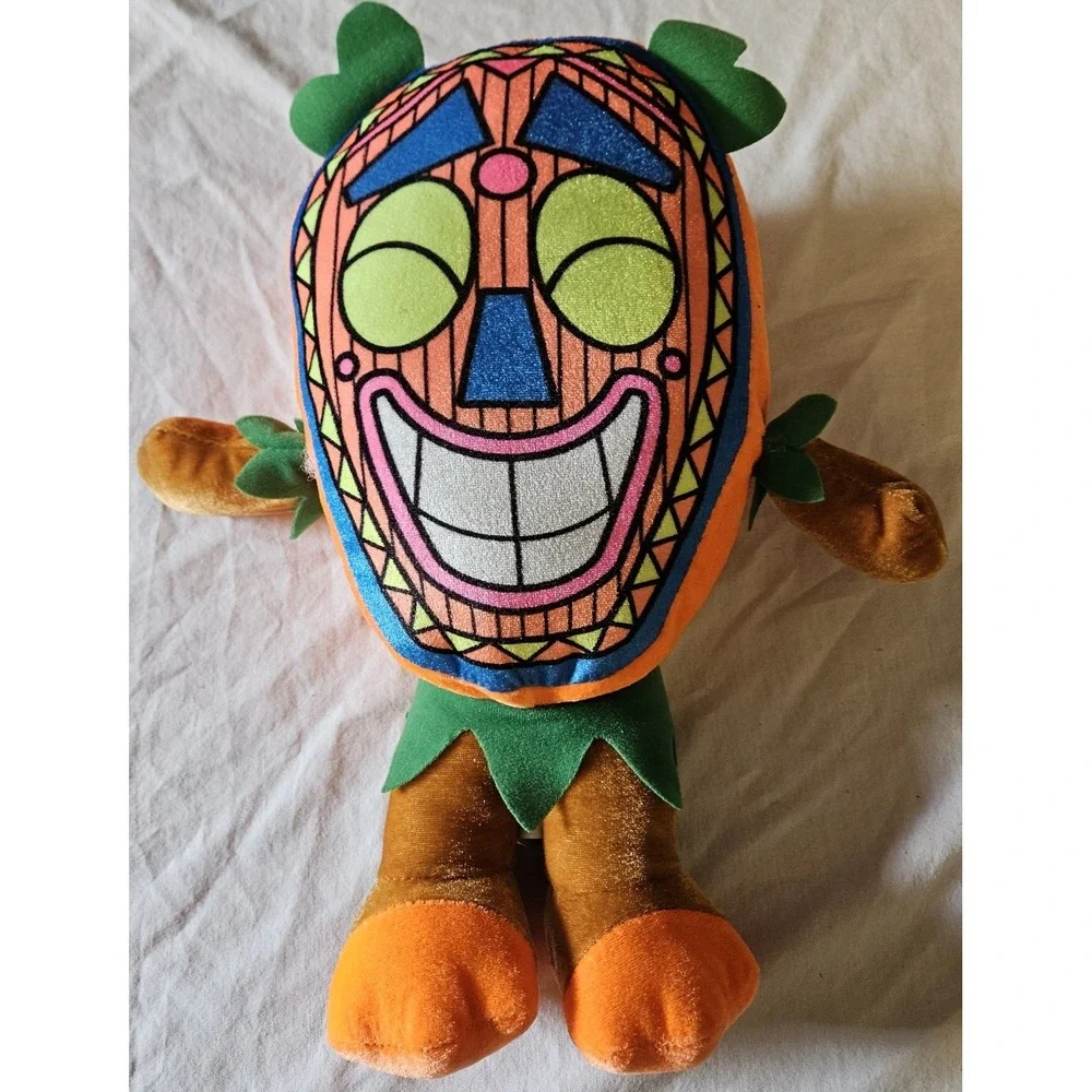 Tiki Mask Plush Doll Tropical Luau Hawaiian Stuffed Toy Orange Character Plush