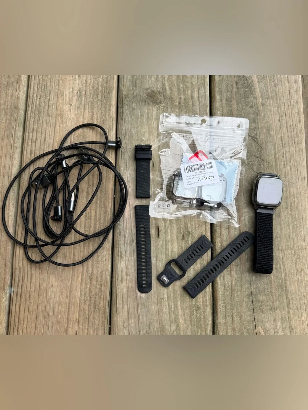Garmin Venu SQ Black Smartwatch (3) Chargers (3) Screen Protectors 3 Bands Watch