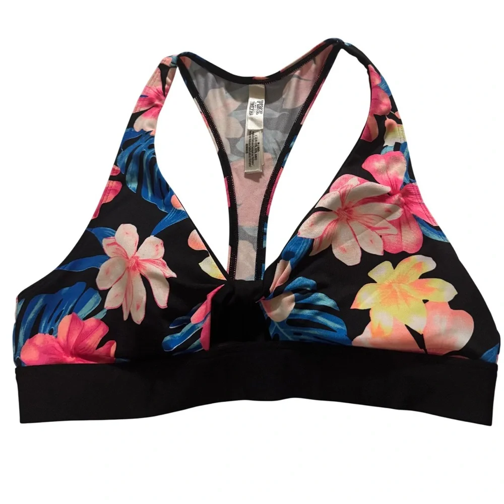 Victoria's Secret Women’s Black Floral Sports Bra, Medium  NWOT