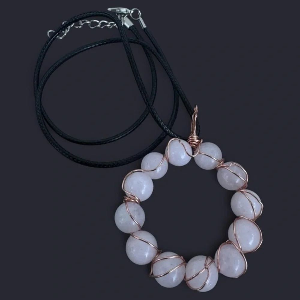 Rose Quartz Wire Wrapped Pendant Necklace