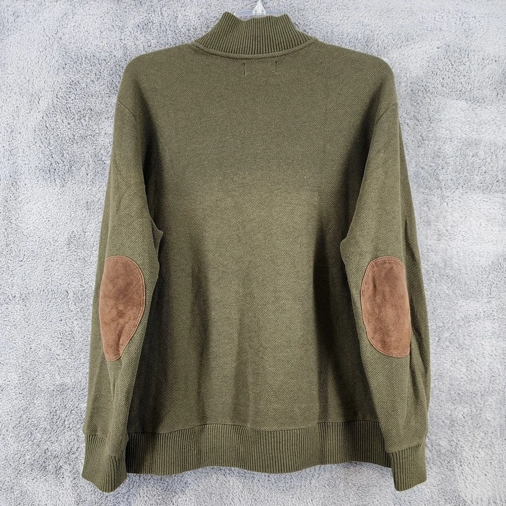 Polo‎ Ralph Lauren Sweater Mens XXL Green 1/4 Zip Pullover Elbow Patches Pony