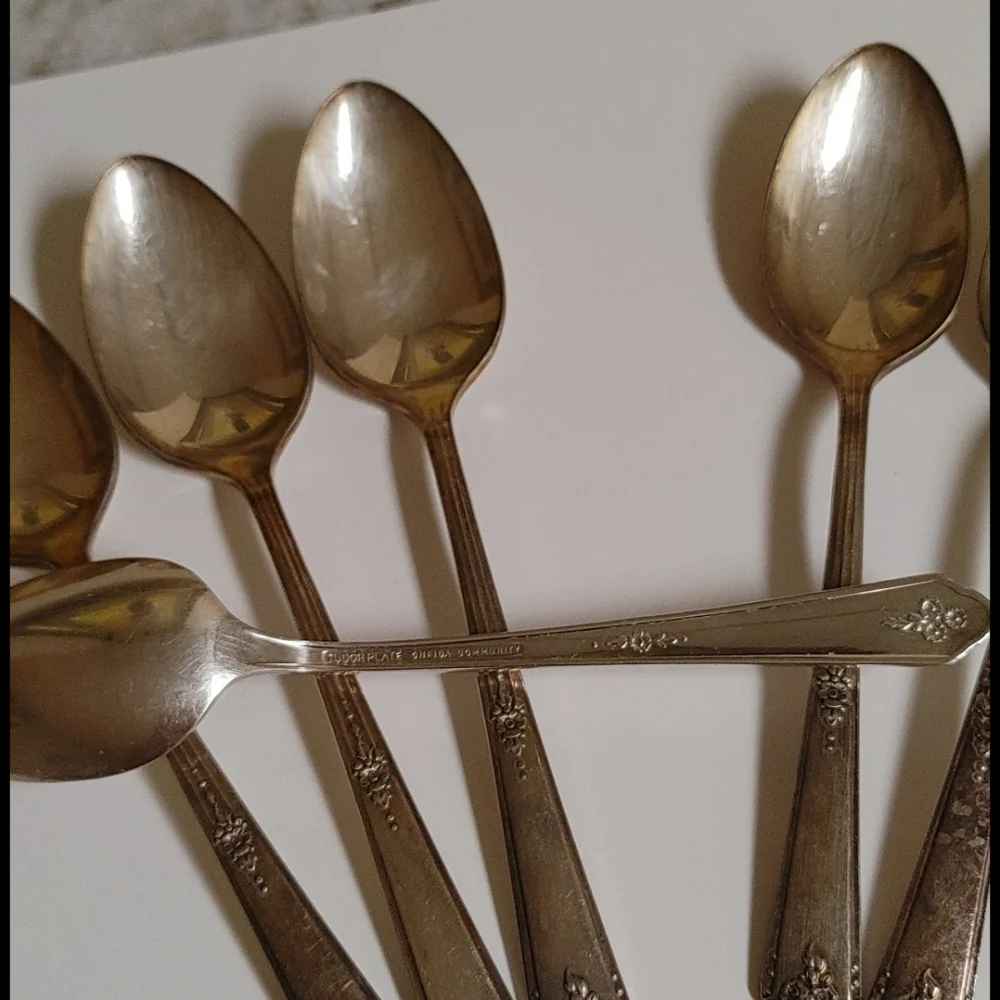 6 Tudor Plate Oneida Community Teaspoons