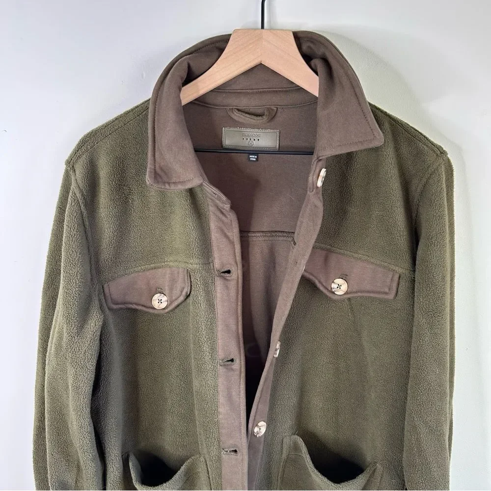 Blank NYC Shacket Women Olive Fleece Plush Jacket size medium