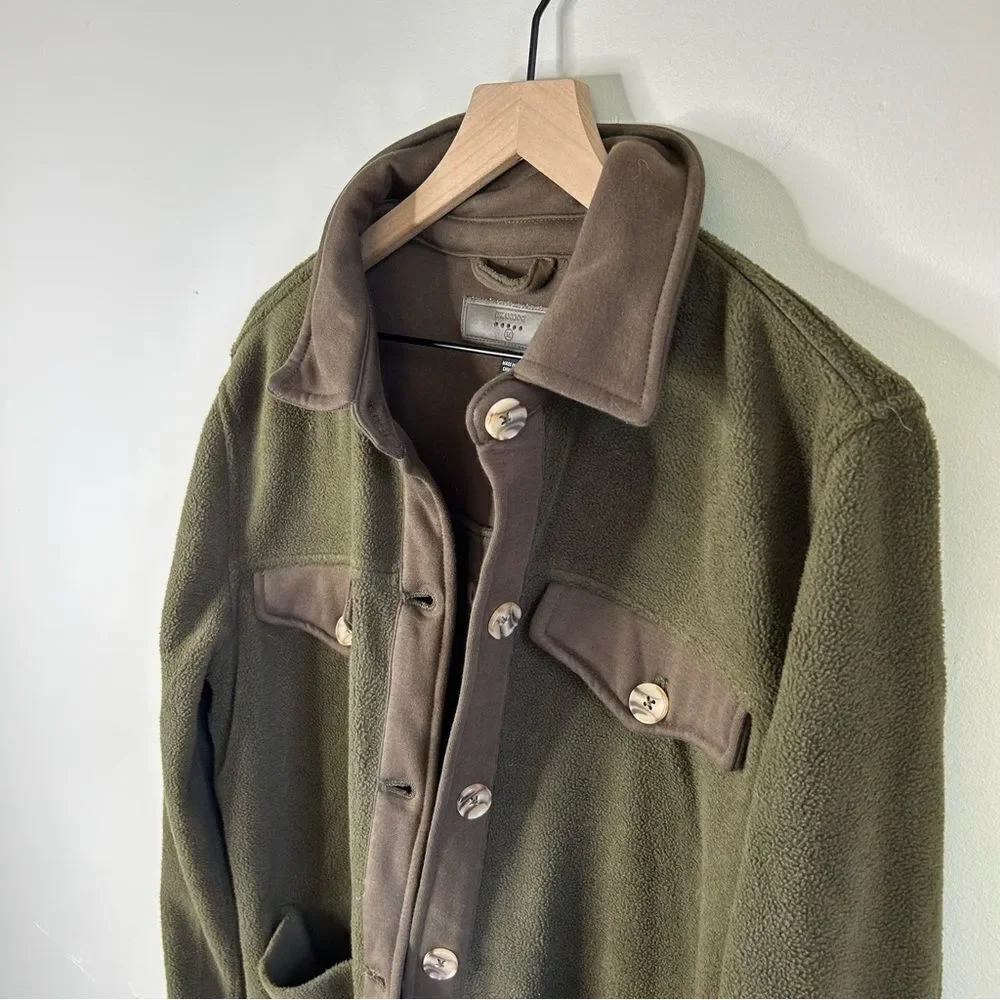 Blank NYC Shacket Women Olive Fleece Plush Jacket size medium