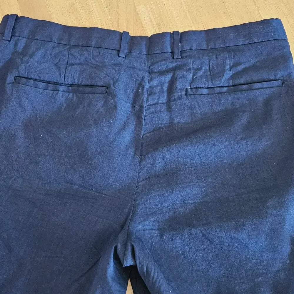 Theory Beckit SW Z Crunch 2 Linen Blend Shorts Navy Sz 34 9