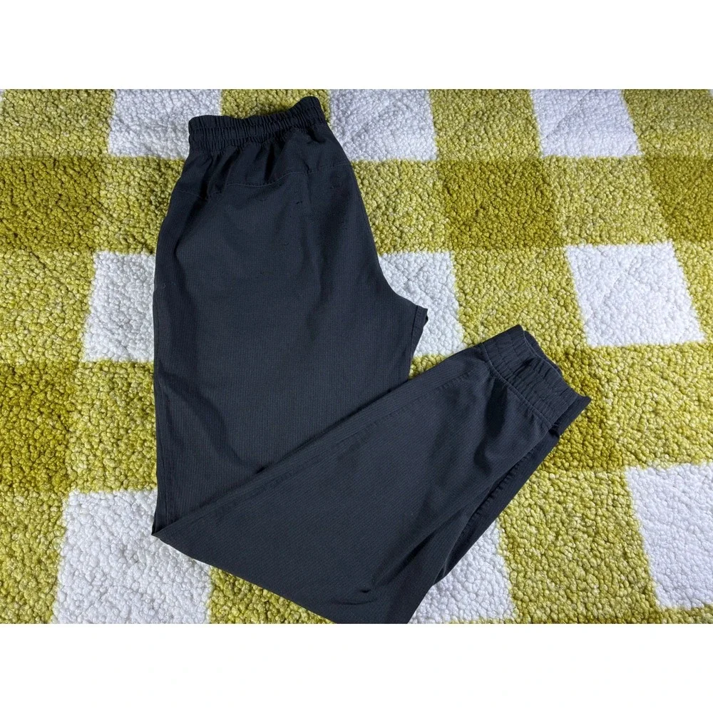 Lululemon Men Grid Texture Joggers Black Navy Blue Size M Medium Drawstring Pant