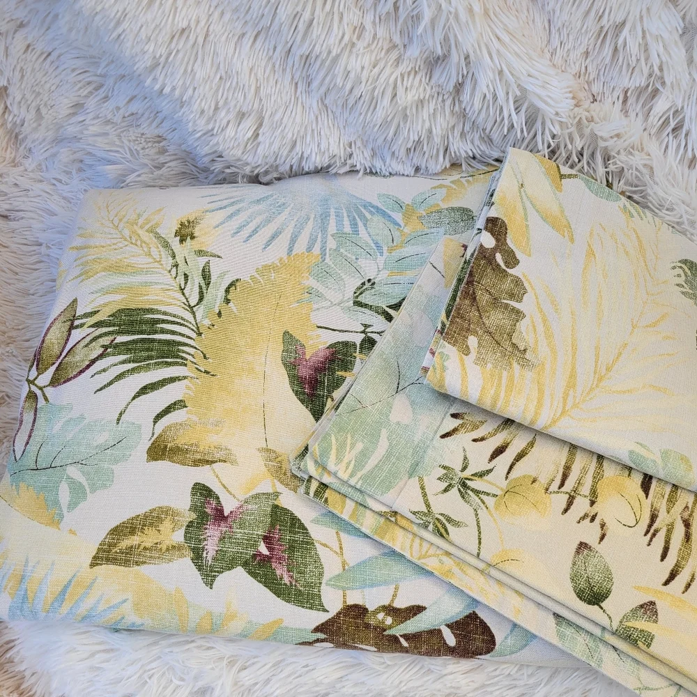 LEGACY Queen Duvet & shams green yellow palm leaf cotton Bedding Neiman …