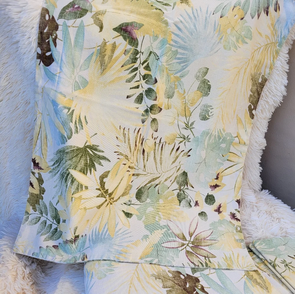 LEGACY Queen Duvet & shams green yellow palm leaf cotton Bedding Neiman …