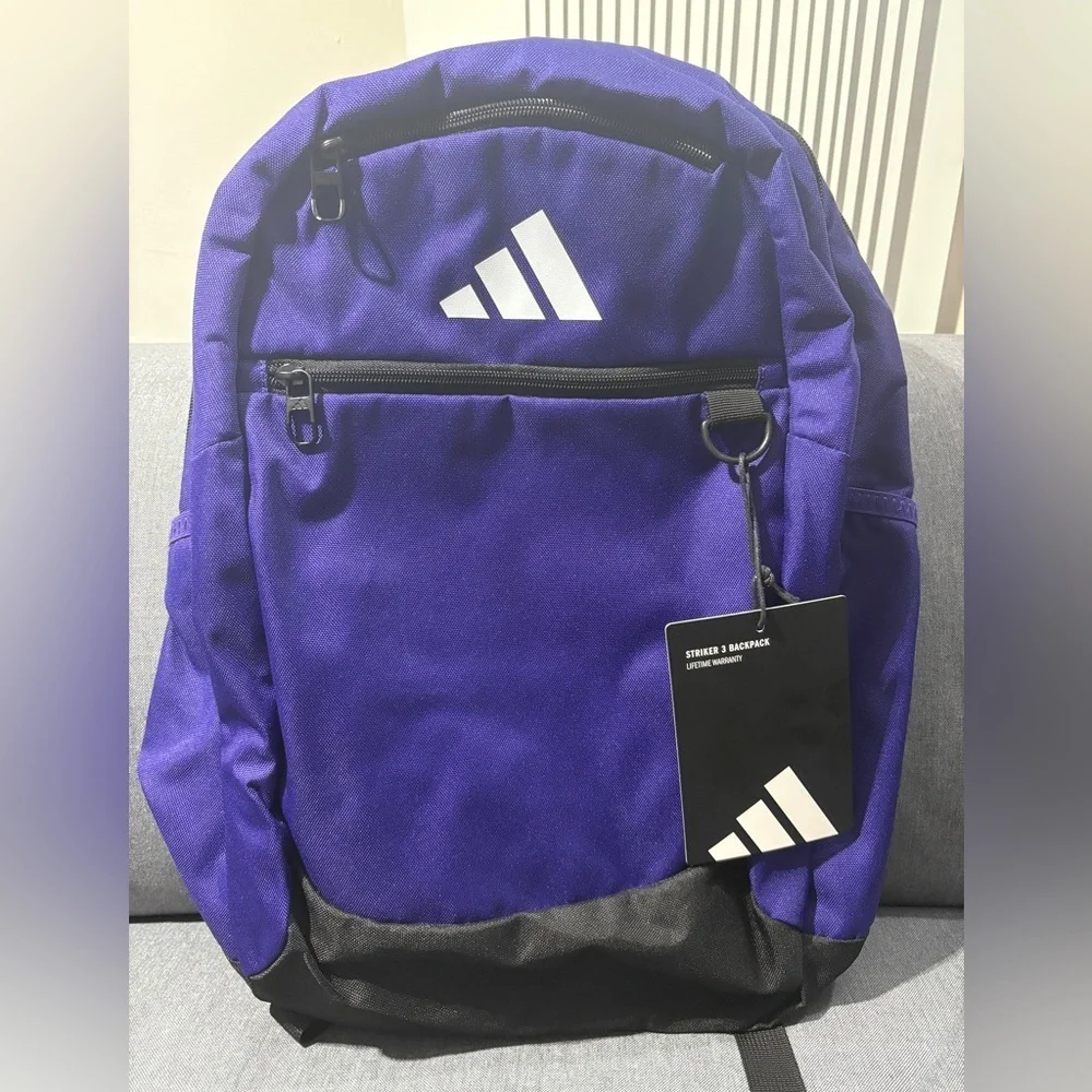 Adidas Men's Backpack in Vibrant Purple and Black
