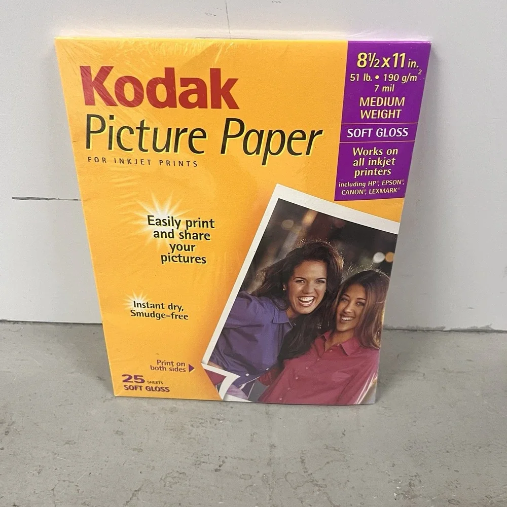 Kodak Picture Inkjet‎ Printer Paper 25 Sheets 8.5 X 11 Soft Gloss - Sealed
