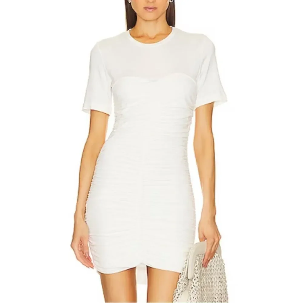 NWT Jonathan SIMKHAI Standard Jaslene Mini T Shirt Dress in White XL Revolve
