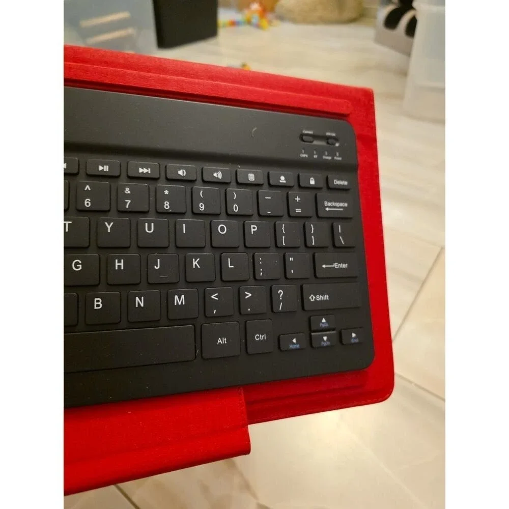 Bluetooth Tablet Keyboard Folio Case Red Model KBT13 Wireless QWERTY Slim F1