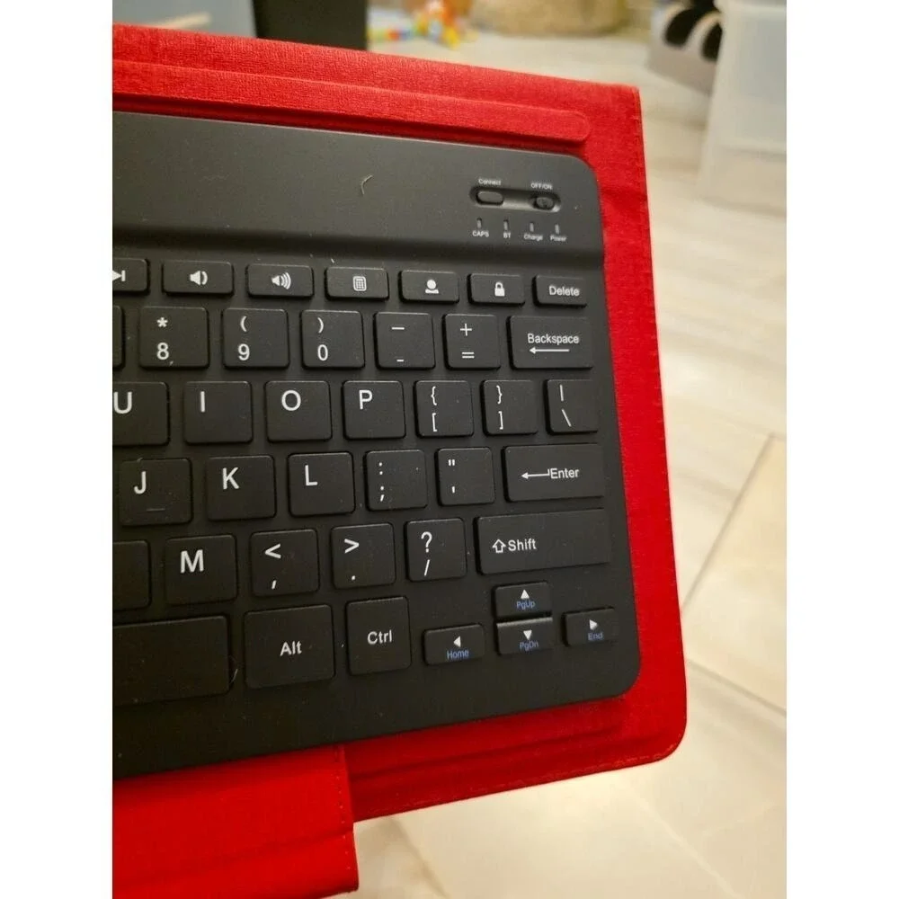Bluetooth Tablet Keyboard Folio Case Red Model KBT13 Wireless QWERTY Slim F1