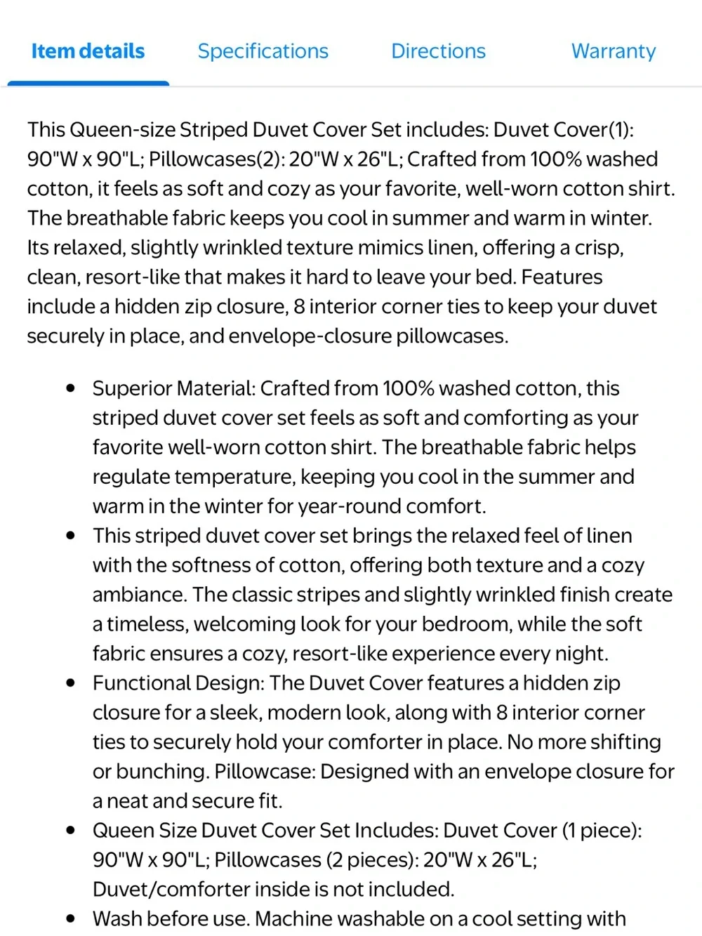MooMee Striped Duvet Cover Set Queen 100% Washed Cotton Line