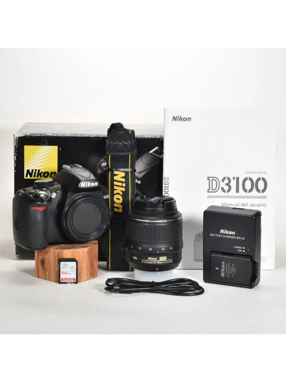 Nikon D3100 Digital SLR Camera 14.2MP 18-55mm Lens HD Video 14775 Clicks 64GB SD