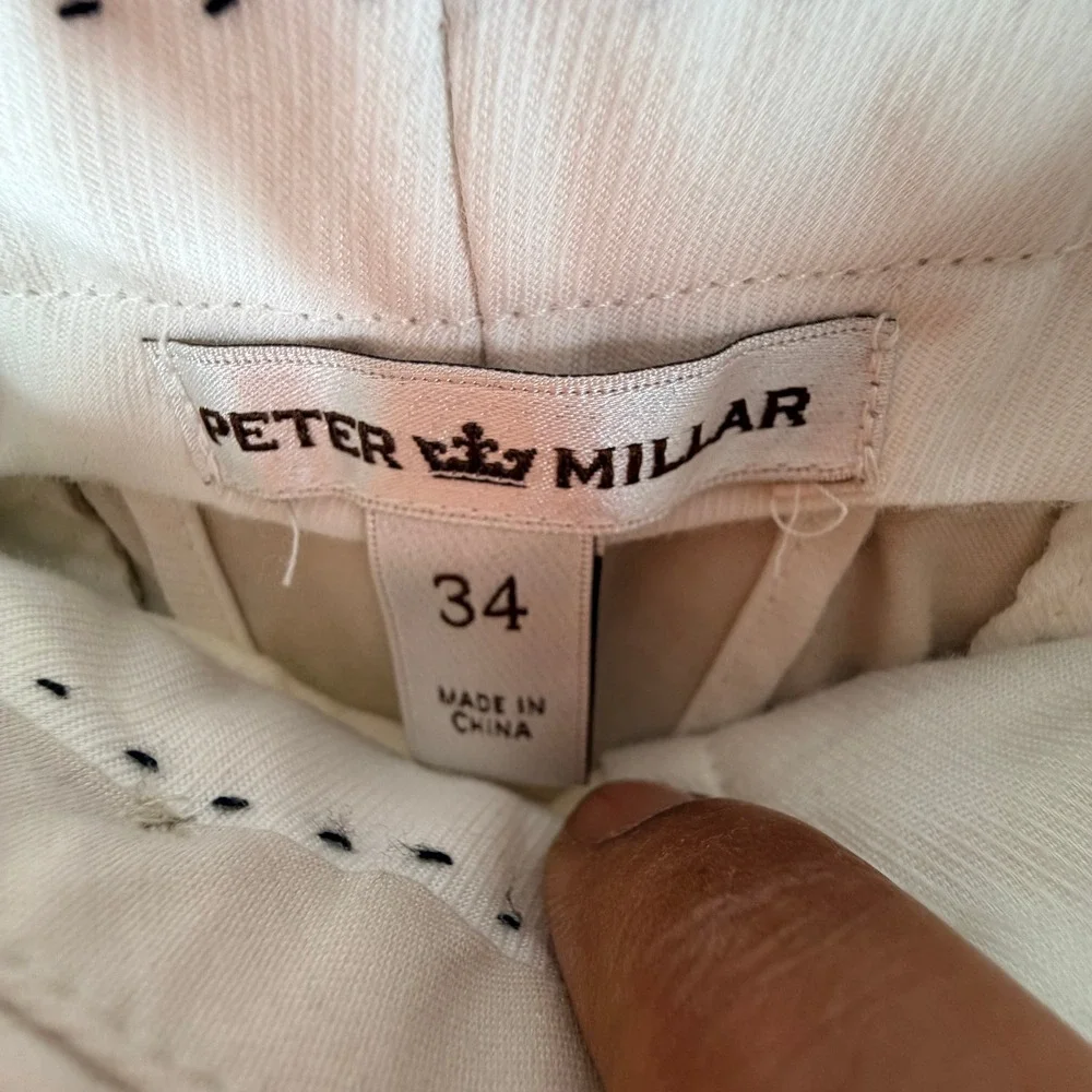 Peter Millar Mens Khaki Beige Flat Front Chino Shorts Size 34 Golf Casual