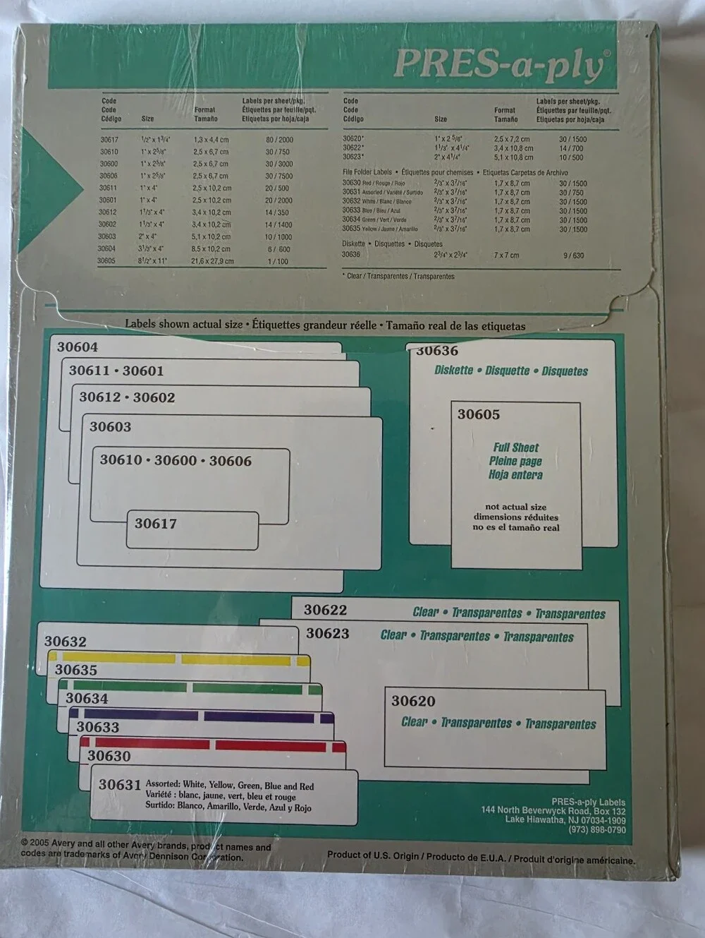 Pres-a-ply 30600 Avery 5160 Laser Labels Permanent Adhesive 3000 Labels per Box