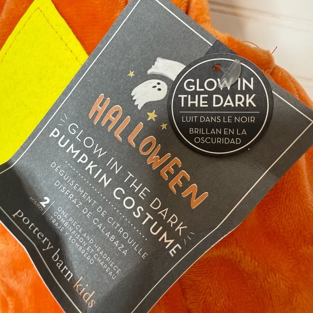Pottery Barn Kids Puffy Pumpkin Glow in the Dark Halloween Costume, 2T NEW 1875