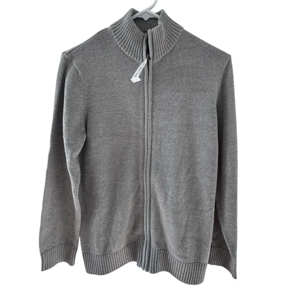 The Children's Place Boys' Uniform Zip Up Mock Neck Sweater Grey Size 14 XL