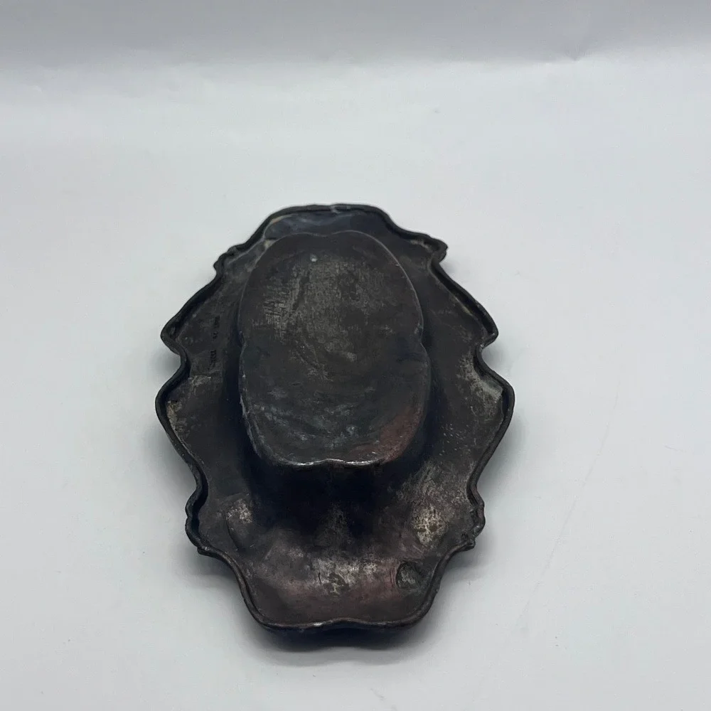 Vintage Vanity Tray Trinket Dish Metal Ornate Art Nouveau Made in Japan