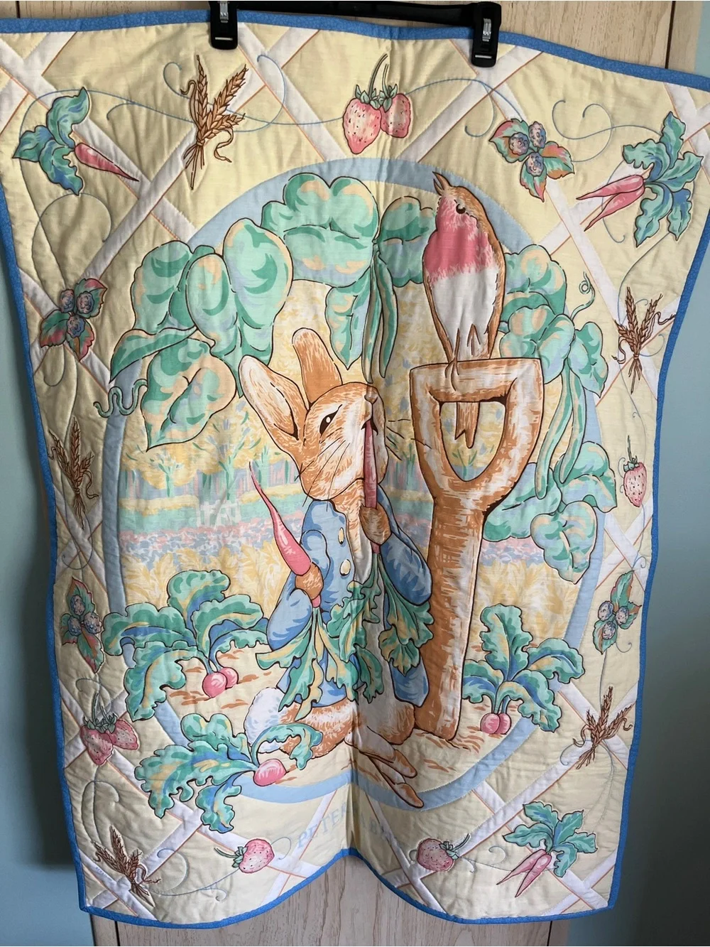 Vintage Peter Rabbit Baby Handmade Blanket Quilt 1997