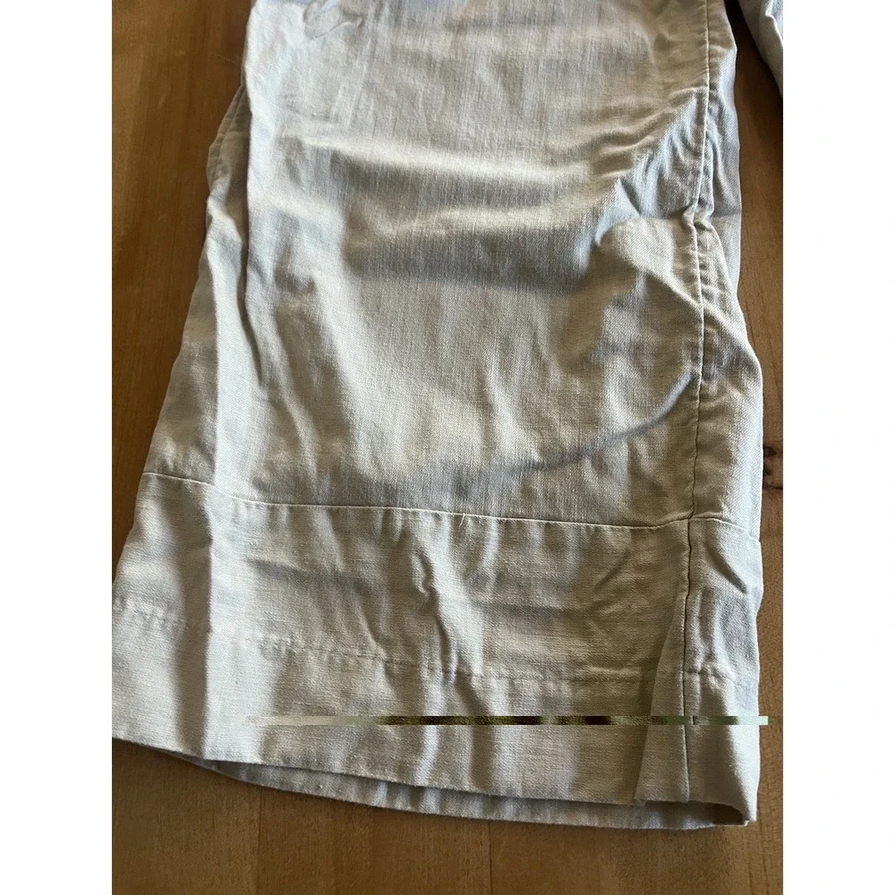 Banana Republic Pants Womens Sz 2 Blake Crop Tan Wide Leg Linen Blend Belt Khaki