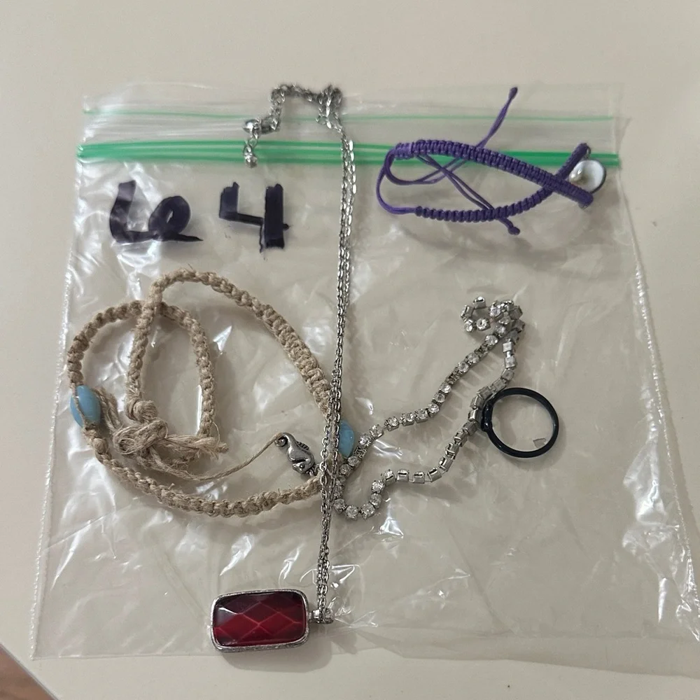 Silver Necklace with Red Pendant - Bag 64. Bundle for better price