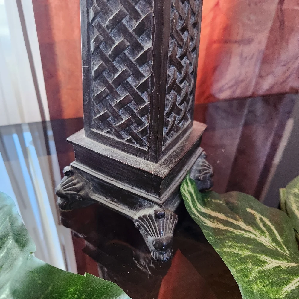 Tiki Palm Tree Pillar Candle Holder, Tall 19