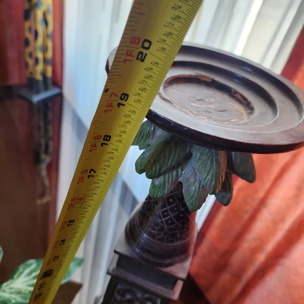 Tiki Palm Tree Pillar Candle Holder, Tall 19