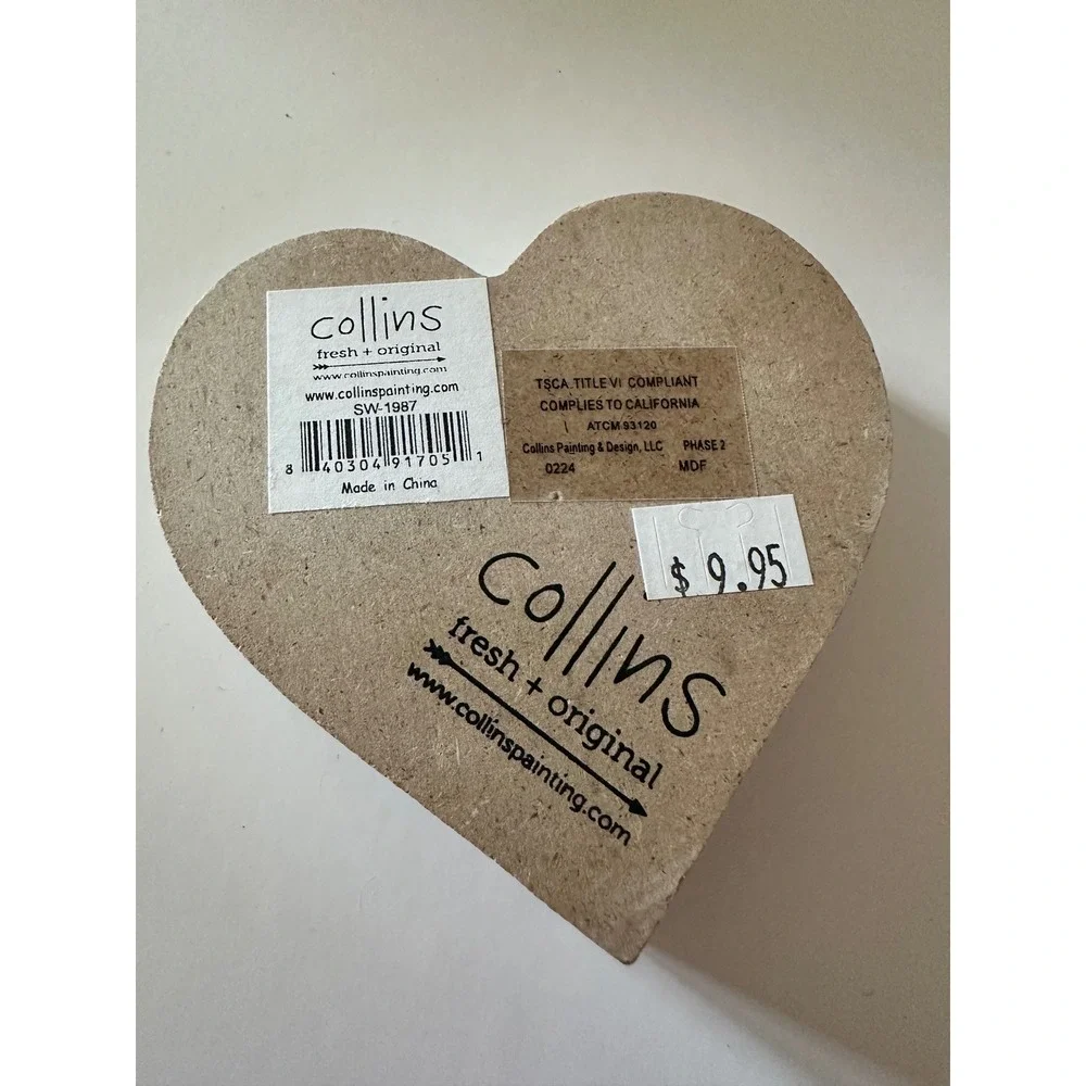 Collins Fresh + Original Wood Heart Blocks Love You Set of 2 Farmhouse Decor