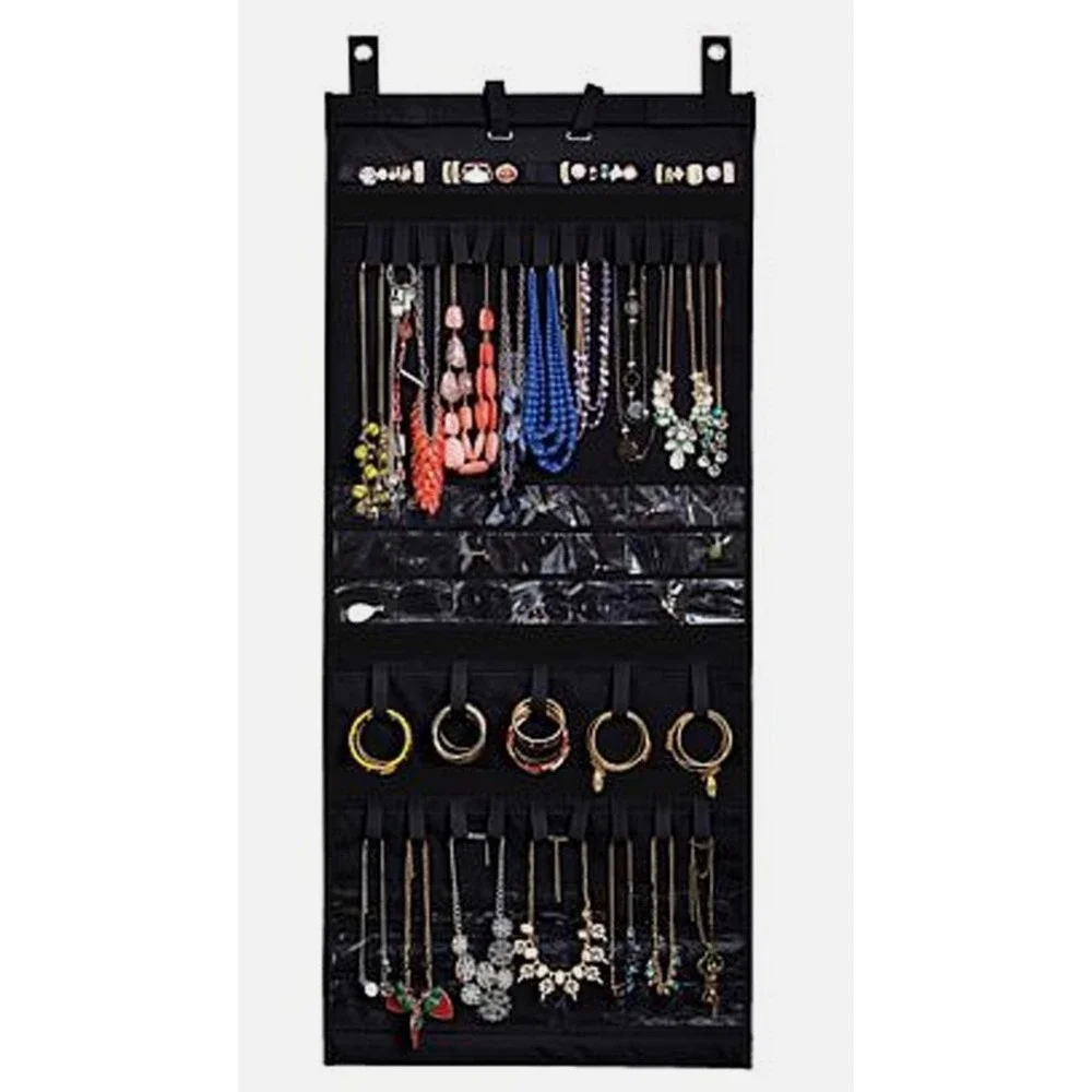 Hanging Jewelry Organizer - The Ultimate Jewelry Travel Hide Away Scroll Black