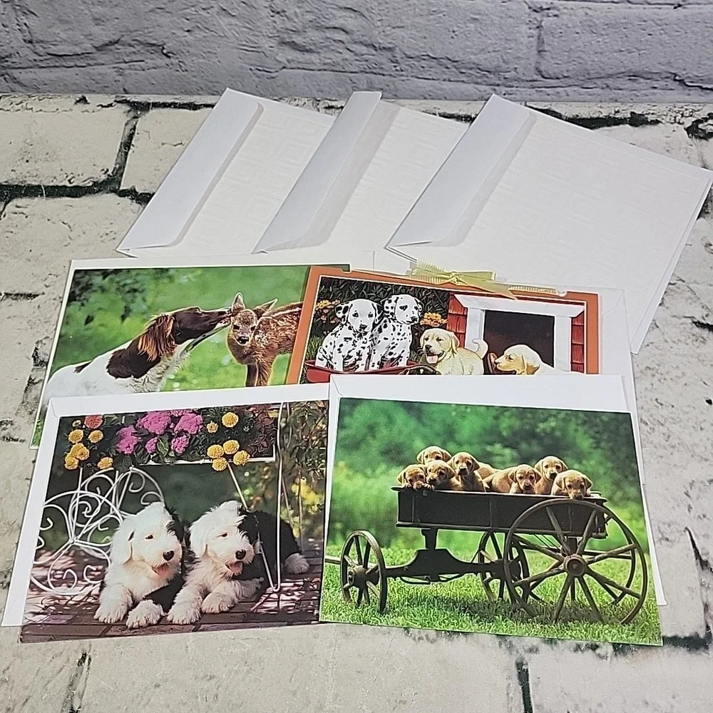Notecards Blank Inside Greeting Cards Lot Of 7 Pets Puppies Dogs Textured