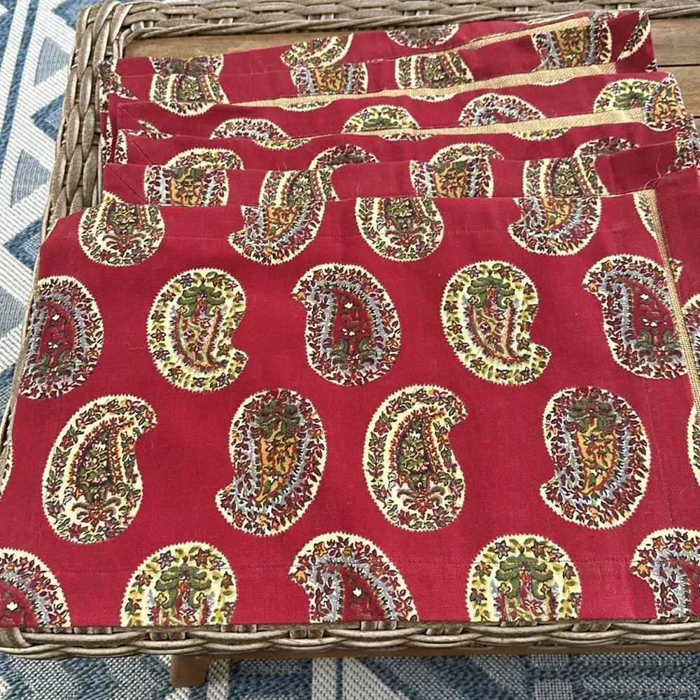 Pier 1 Floral & Raffia Cloth Placemats (6)