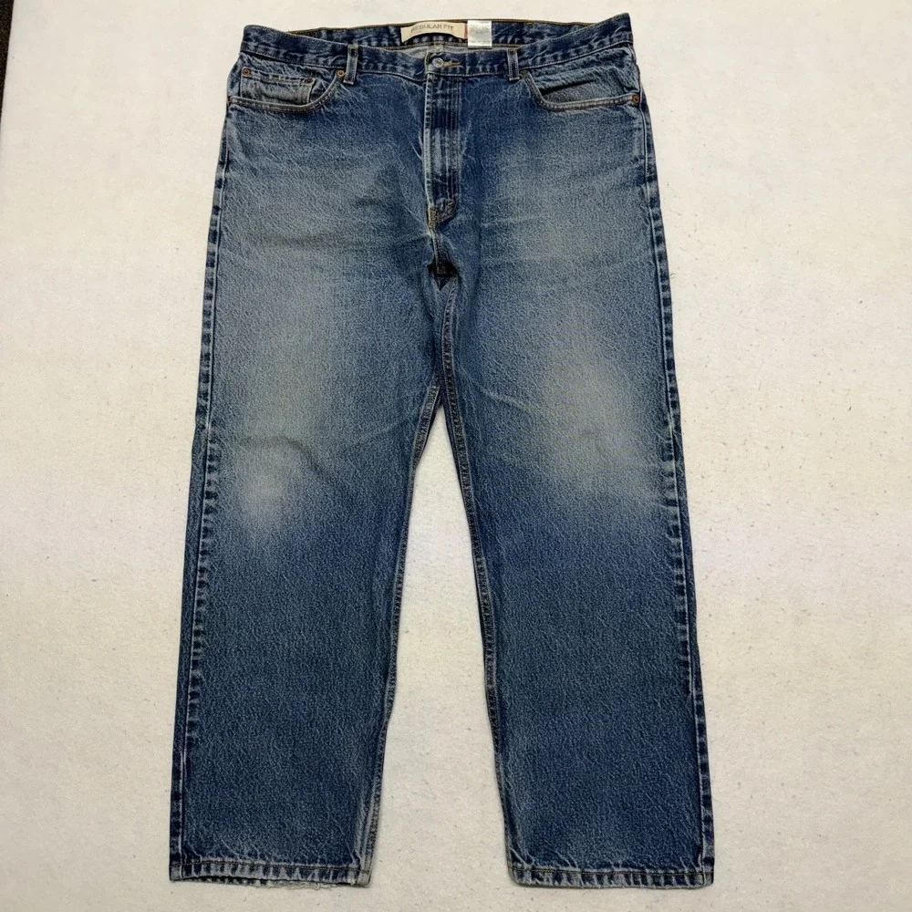 Levis‎ 505 Jeans Mens 42x30 Blue Denim Regular Fit Straight Leg Medium Wash Y2K