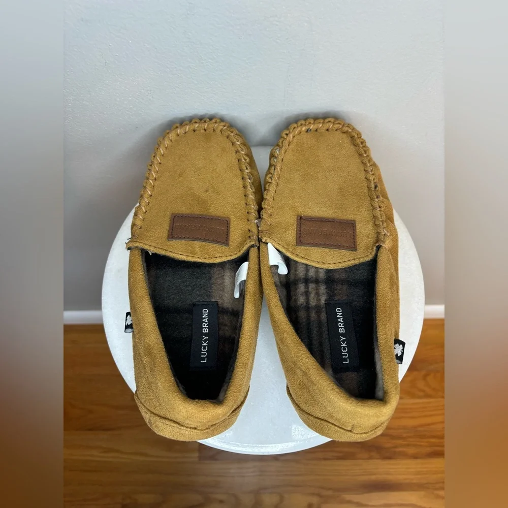 LUCKY BRAND Slippers‎ Tan Brown Camel Like Suede Soft Warm House Shoe Sz 2 Sz 3