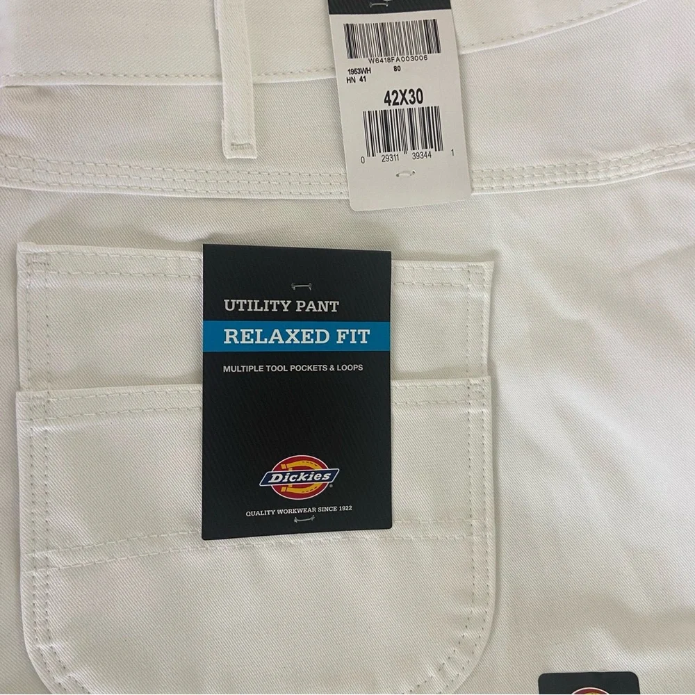 Dickies White Utility Pants Relaxed‎ Fit Painters 42 x 30